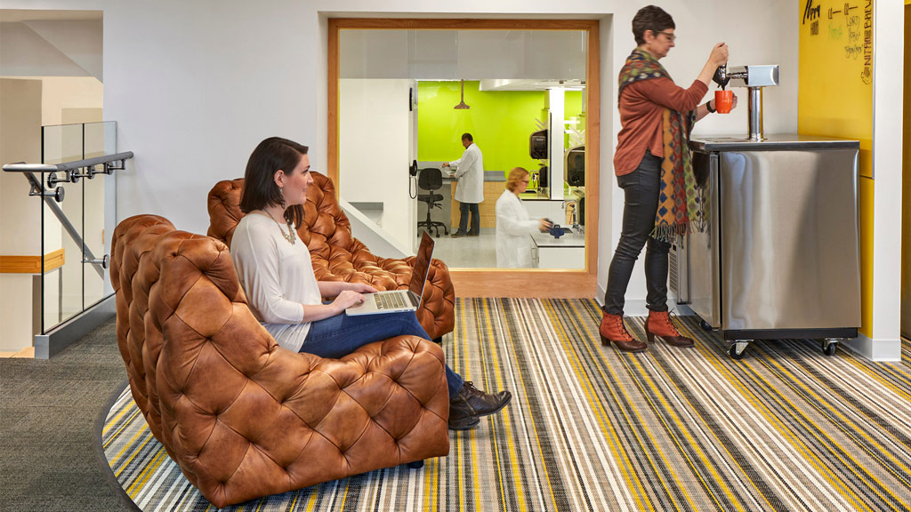 A person sitting on a couch.
