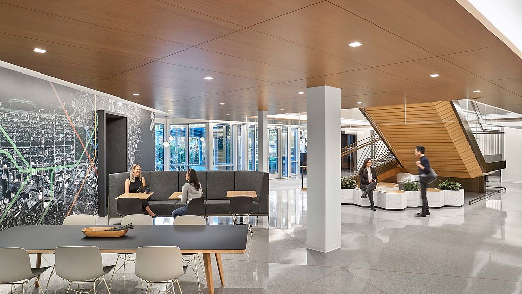 A group of people in a room.