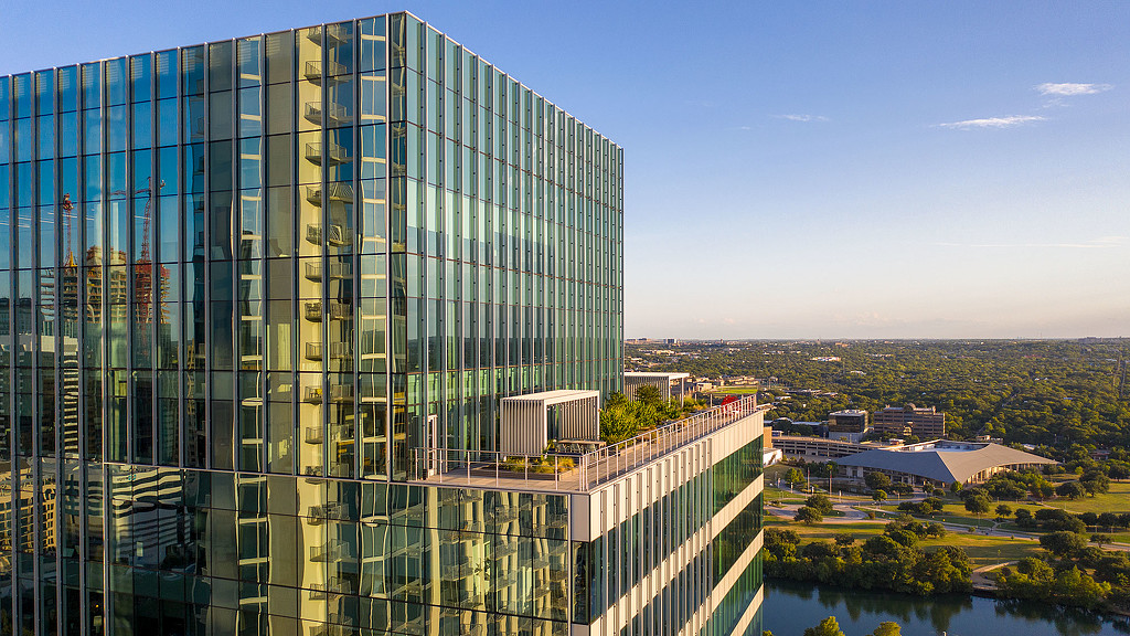 A building with glass walls.