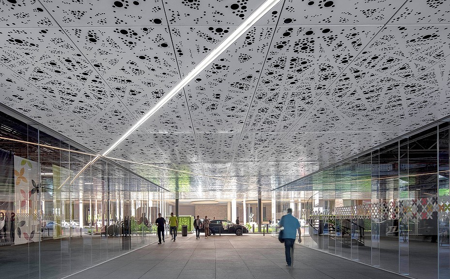 A large room with a large ceiling.