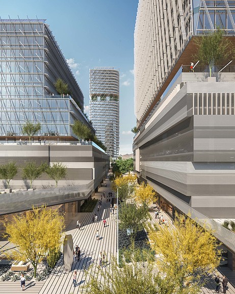 A courtyard between buildings.