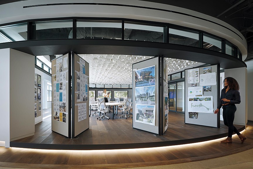 A person walking in a building.