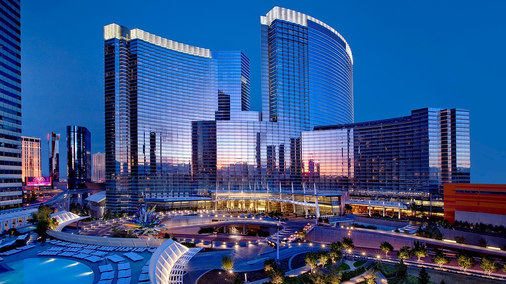 A city with tall buildings.