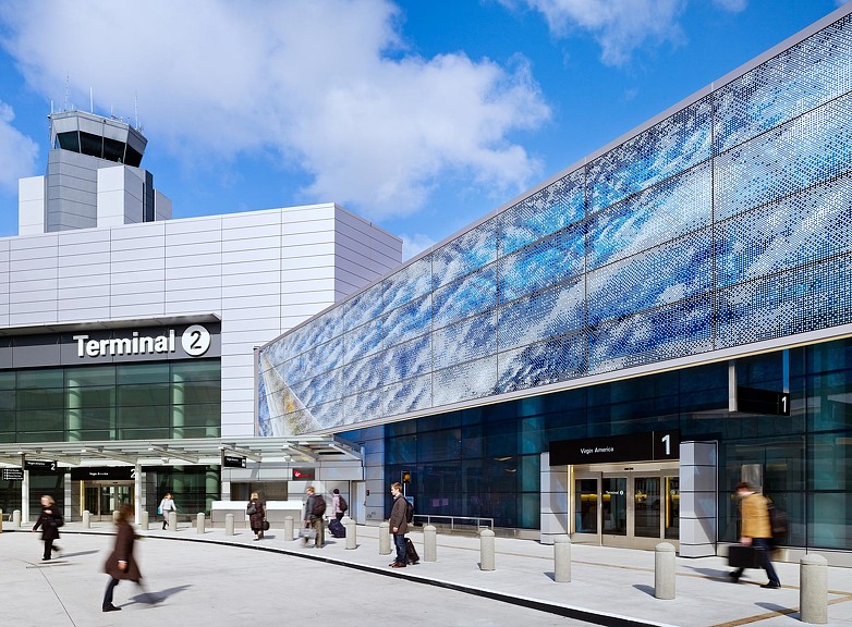 A building with glass walls.