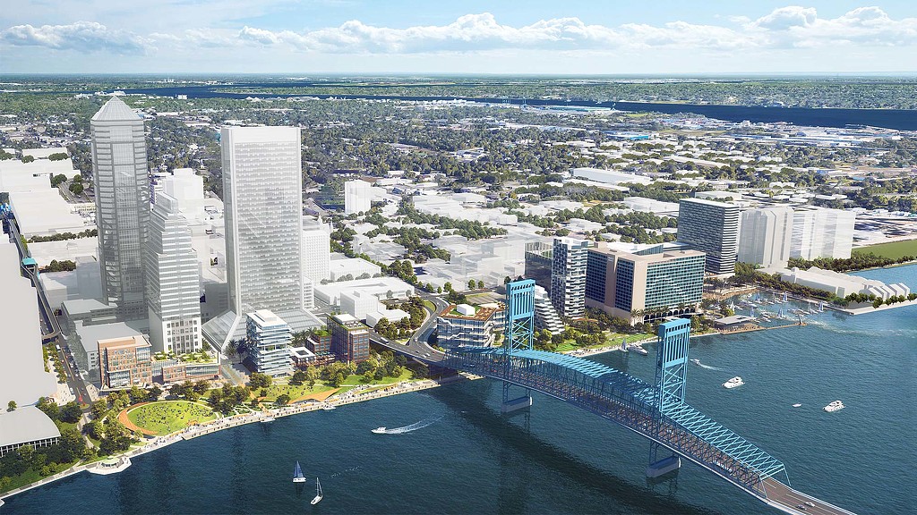 A city with a body of water.