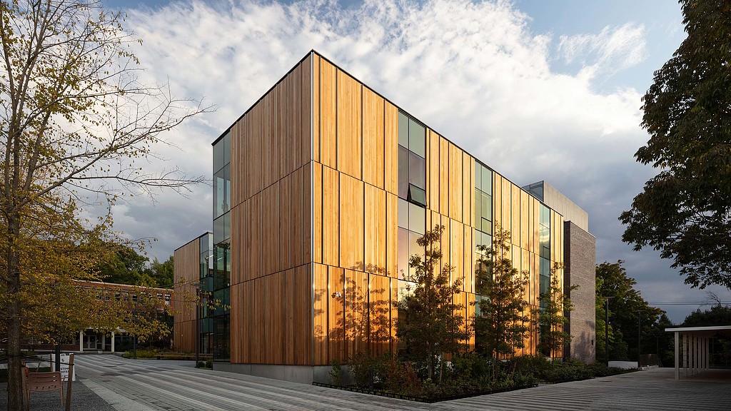 A building with glass walls.