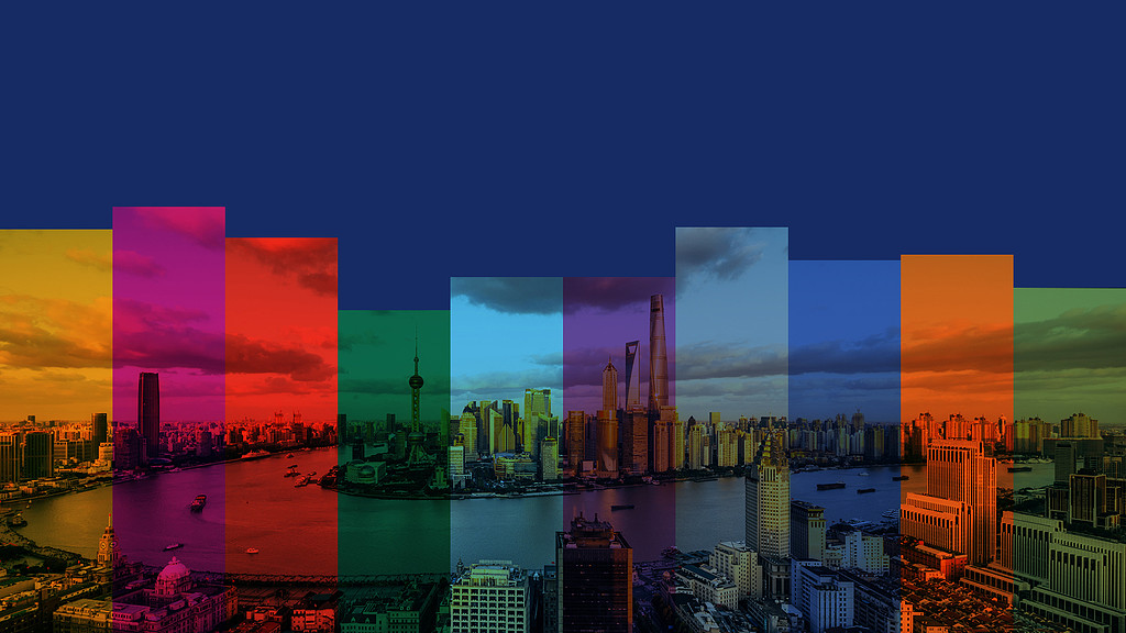 A collage of a city.