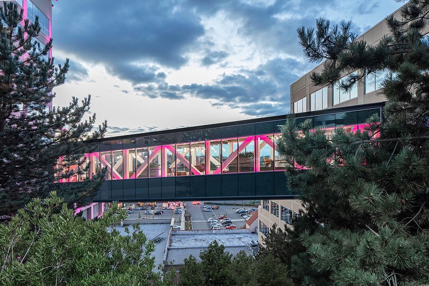A bridge over a river.