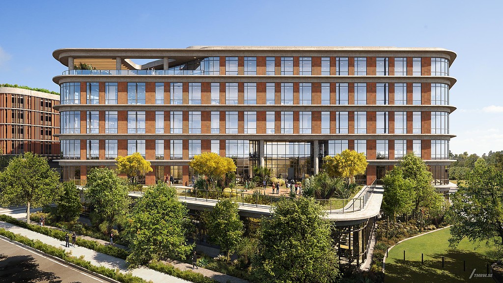 A large building with many windows.