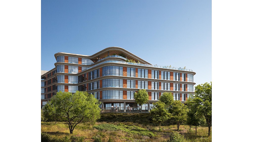 A building with trees in front of it.