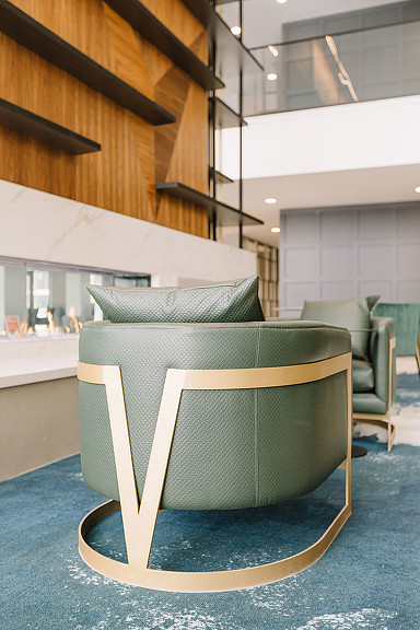 A group of chairs in a room.