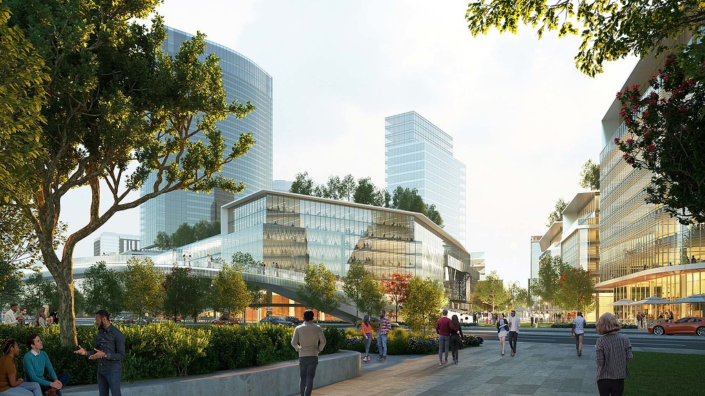 People walking on a sidewalk.