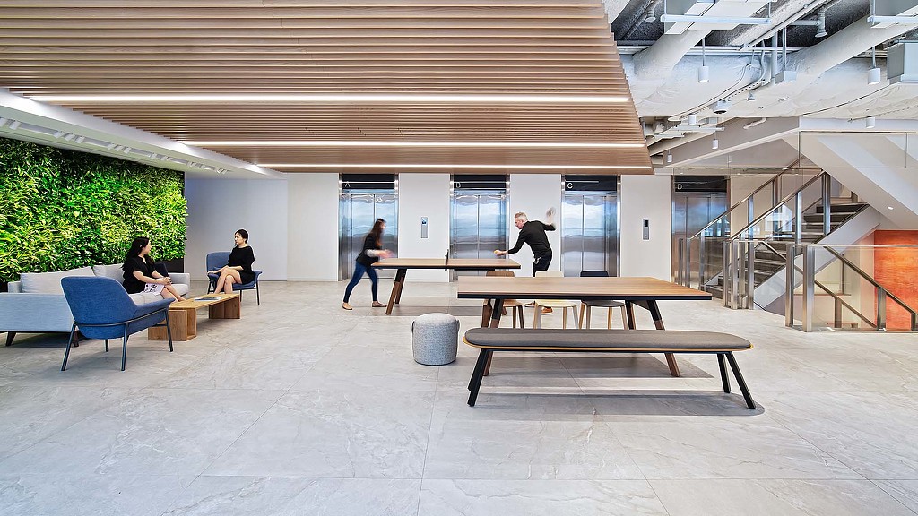 A group of people in a room.