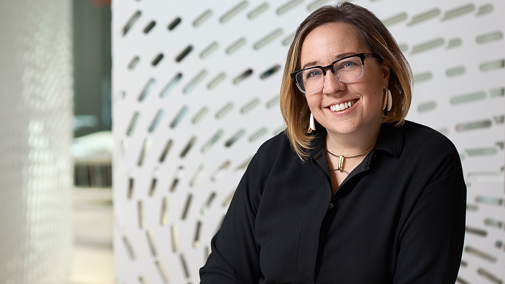 A person wearing glasses.