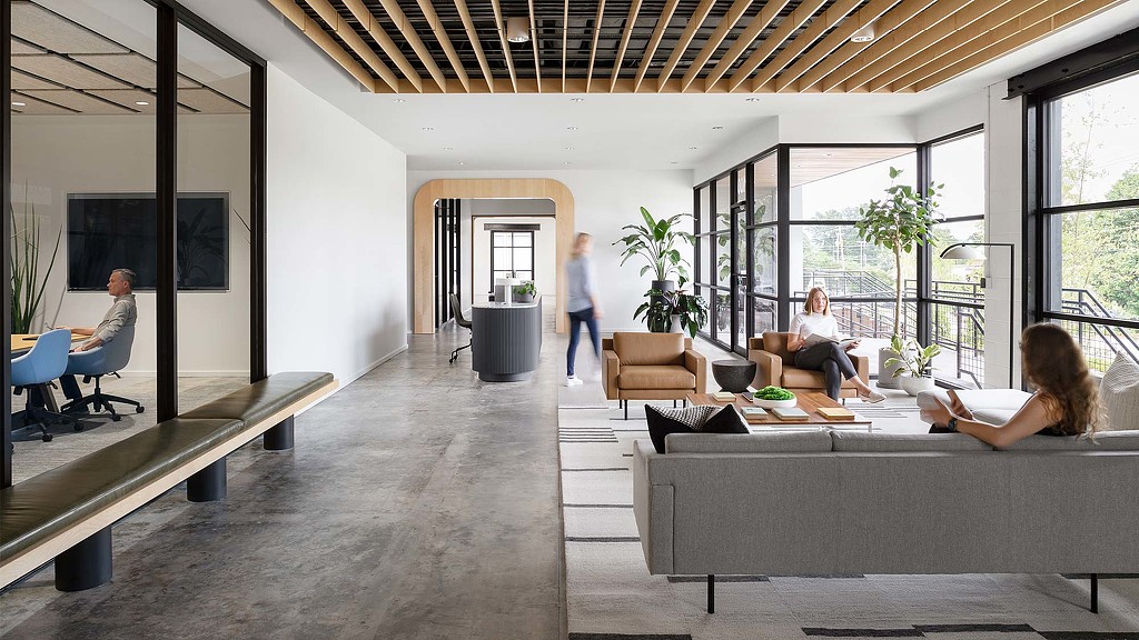 A group of people in a room.