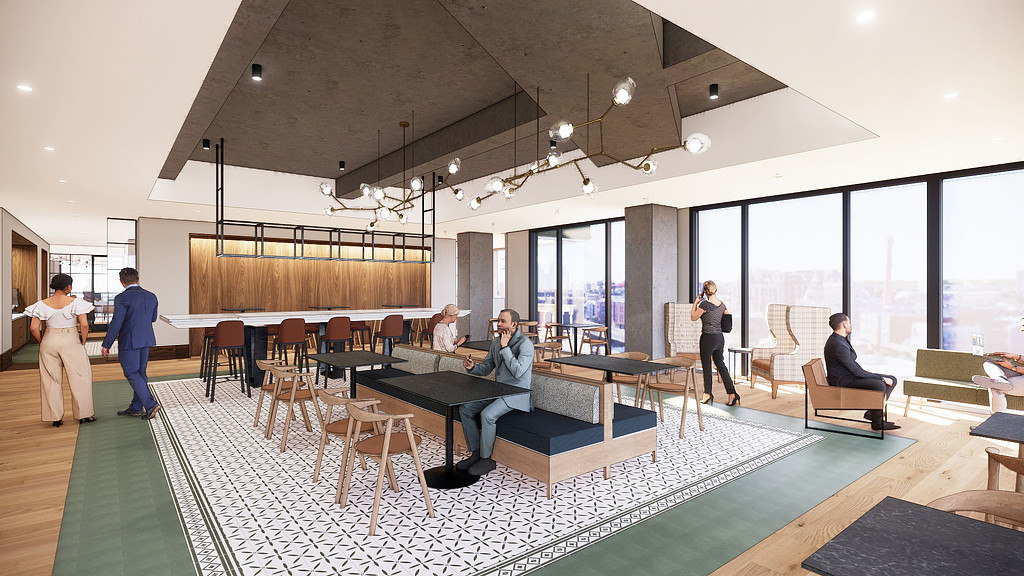 A group of people in a room.