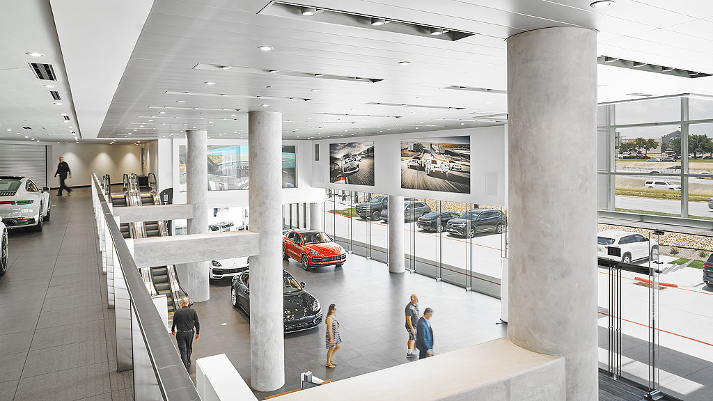 A high angle view of a building.