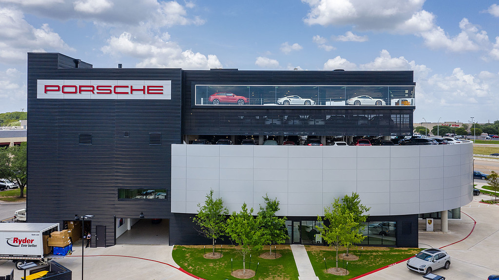 A building with a sign on it.