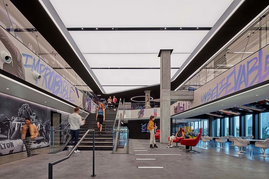 People walking on a walkway.