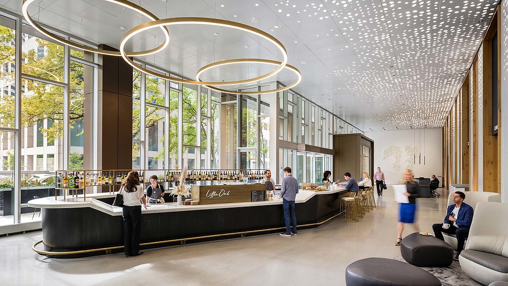 A group of people in a room.