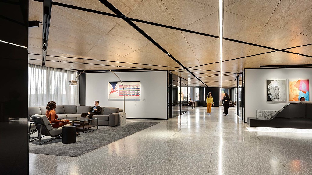 Financial services firm workplace with contemporary art