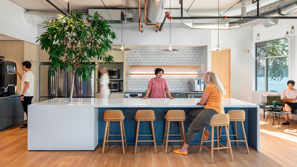 A group of people in a room.