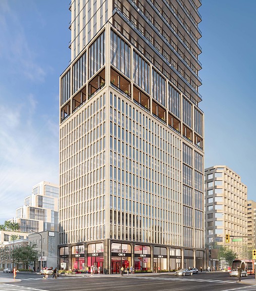 1 St Clair West exterior podium rendering