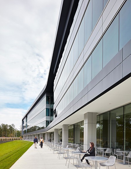 Financial services workplace outdoor seating area