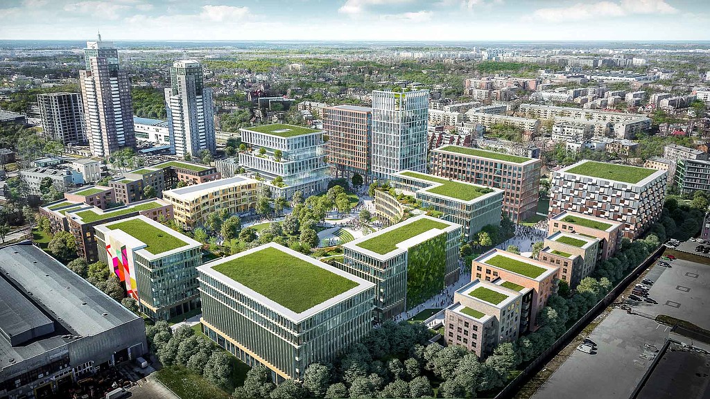 A city with many buildings.