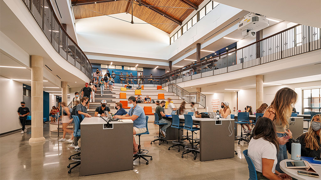 A group of people in a room.