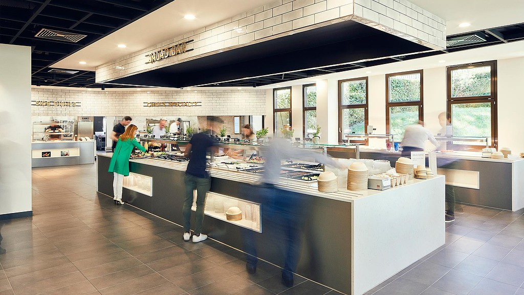 Confidential consumer goods client headquarters restaurant salad bar