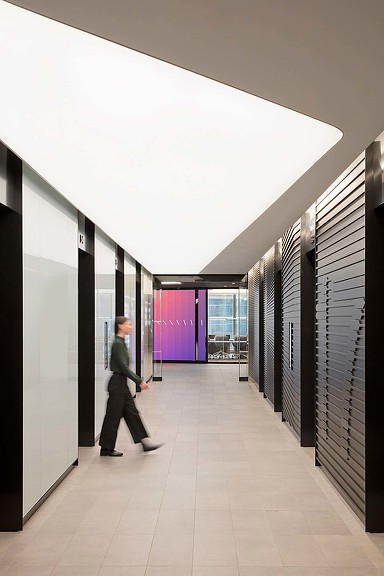 branded elevator lobby