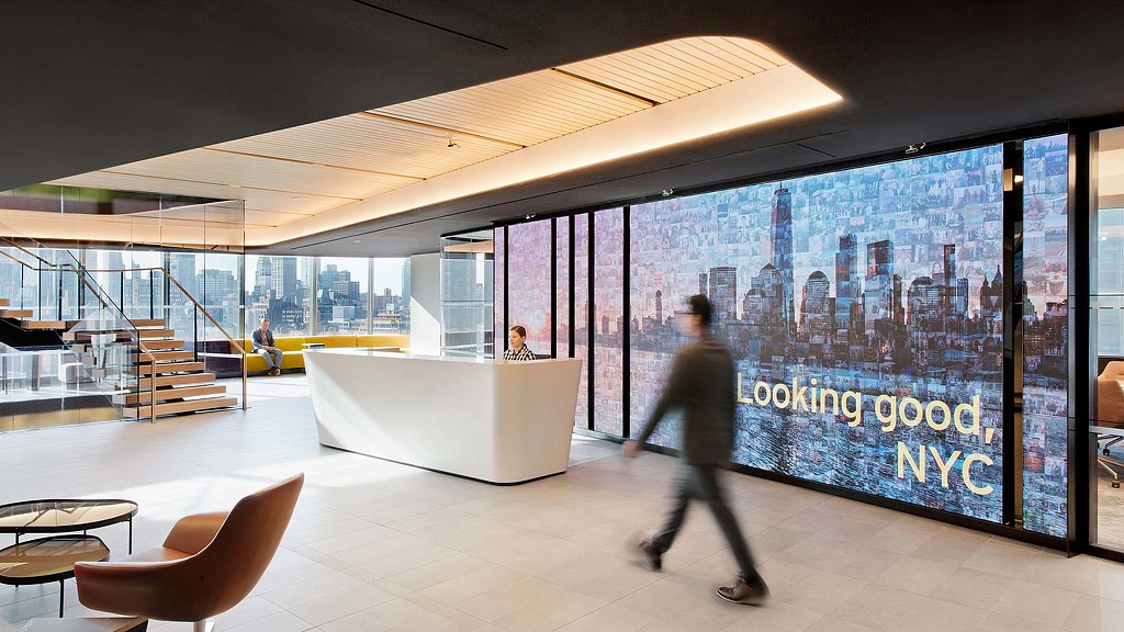 reception with digital screen