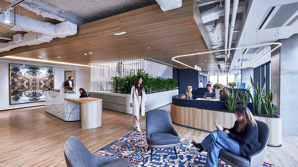 Global insurer headquarters reception area