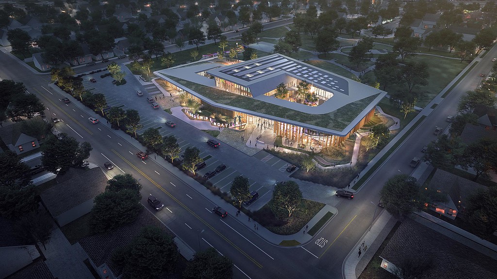 Friendship Foundation Campus aerial nighttime rendering