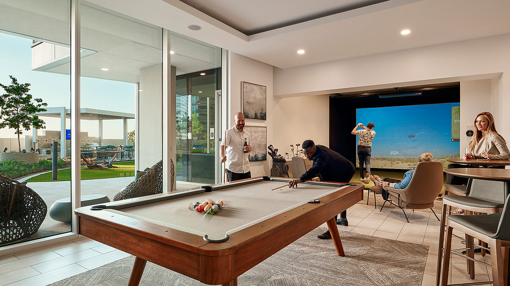 Aspire Post Oak luxury apartment pool table amenity
