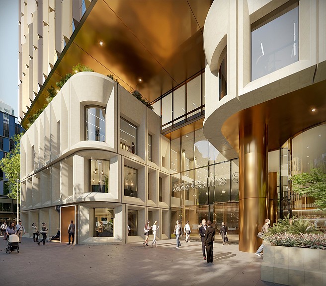 555 Collins St exterior street view rendering