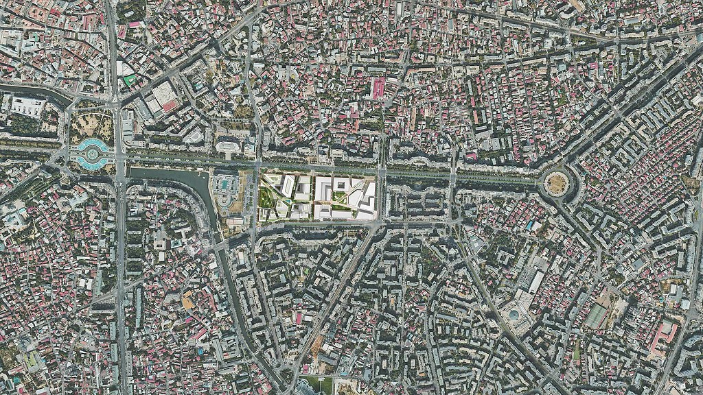 The Justice District satellite map rendering