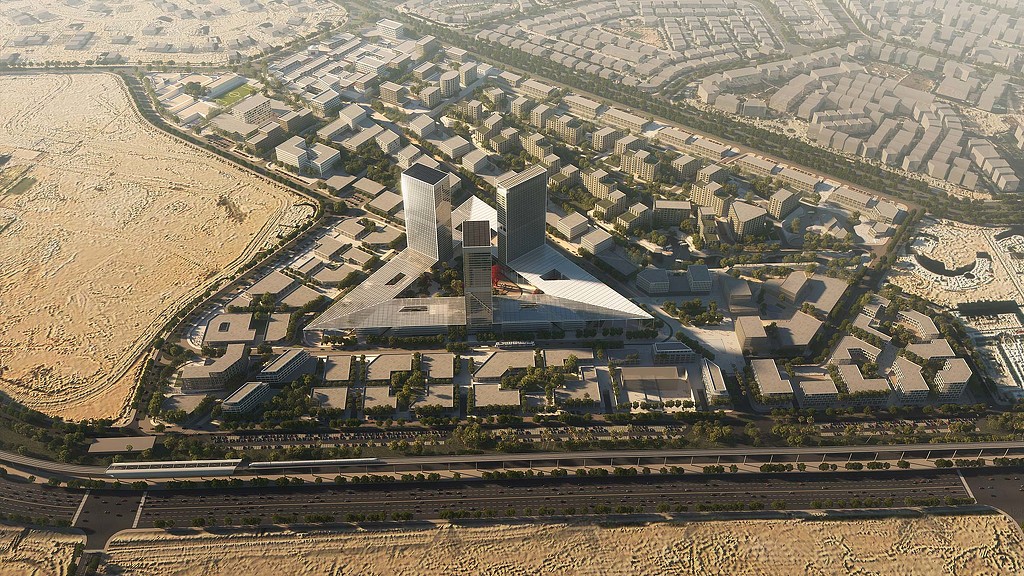 205 Feddan master plan aerial rendering.