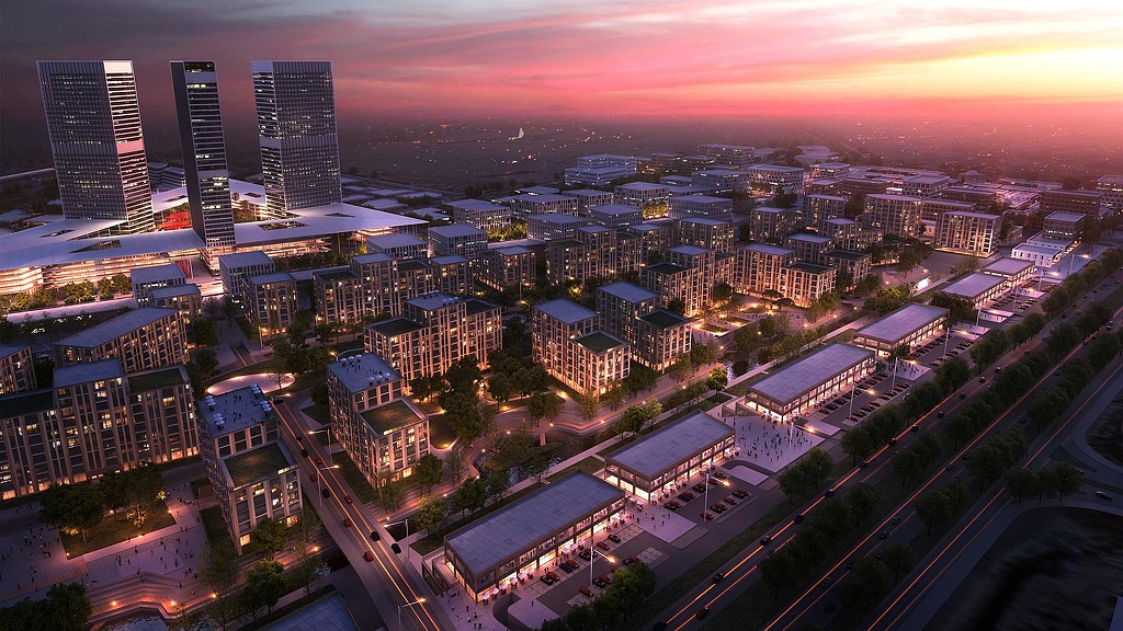 205 Feddan master plan aerial rendering.