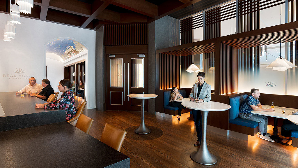 Real Agave bar tables and booth seating.