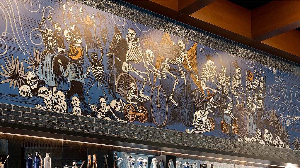 Real Agave bar Day of the Dead mural.