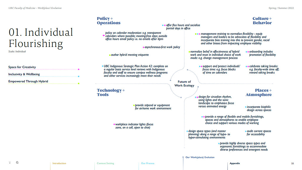 UBC Faculty of Medicine Work(place) Evolution Individual Flourishing slide.
