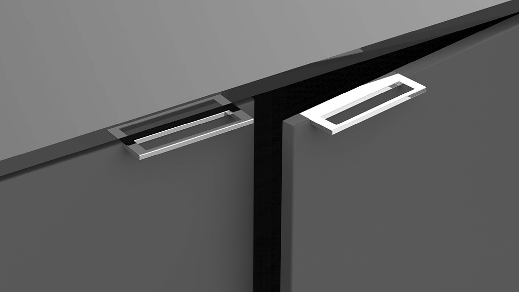 PBA EMP cabinet pulls close-up.