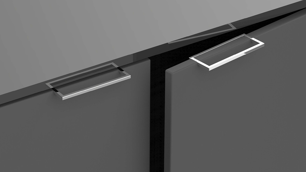 PBA EMP cabinet pulls close-up.