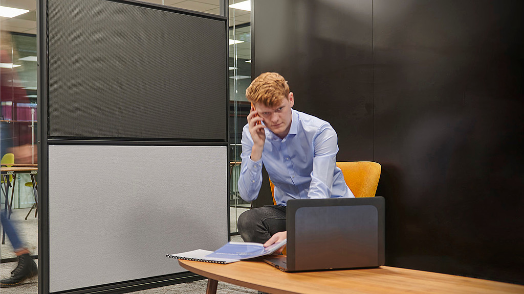 A person sitting at a desk with a laptop and a book with Maars Living Walls.