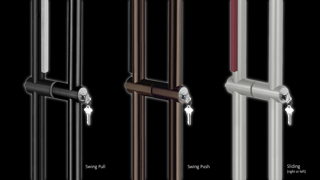 PBA Single-Motion Unlocking Door Pull close-up.