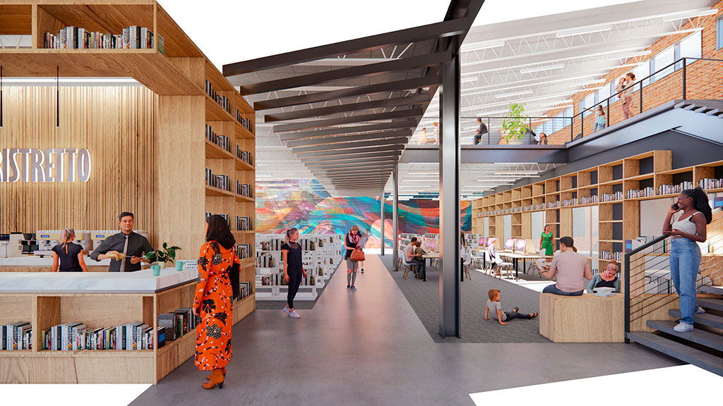 People in a building.