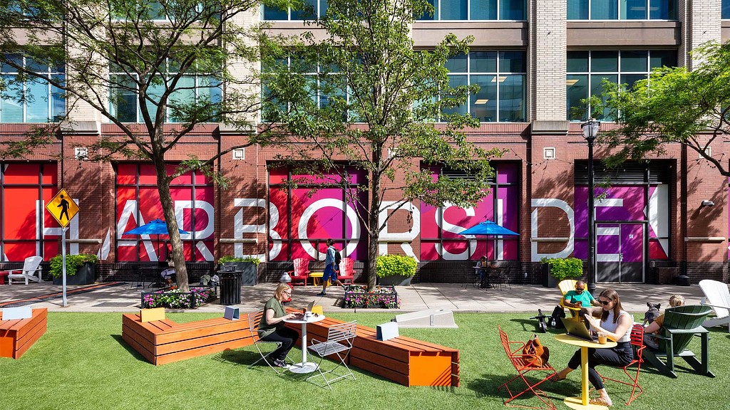 Harborside outdoor lawn.