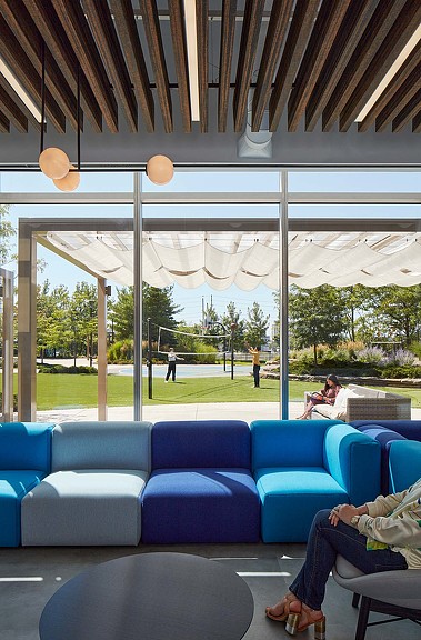 Lounge space with view of the outdoors